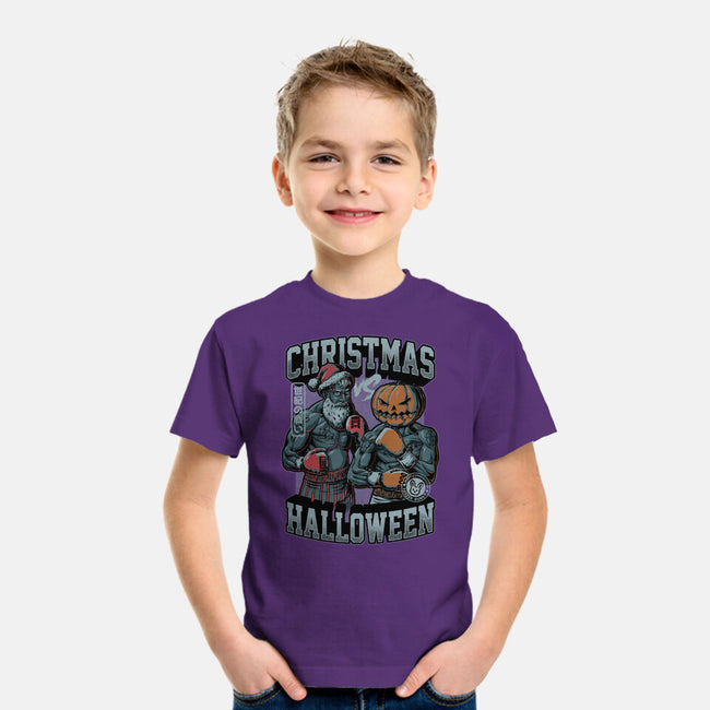 Christmas Vs Halloween-Youth-Basic-Tee-Studio Mootant