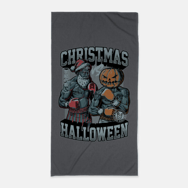 Christmas Vs Halloween-None-Beach-Towel-Studio Mootant