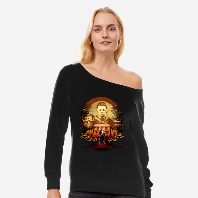 Attack Of Michael Myers-Womens-Off Shoulder-Sweatshirt-hypertwenty