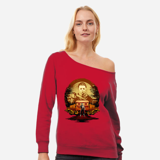 Attack Of Michael Myers-Womens-Off Shoulder-Sweatshirt-hypertwenty