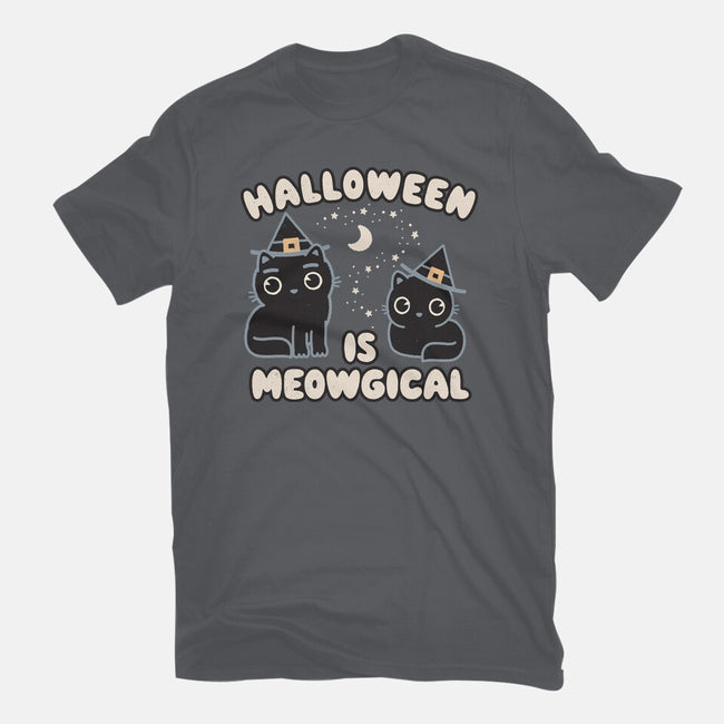 Halloween Is Meowgical-Womens-Basic-Tee-Weird & Punderful