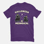 Halloween Is Meowgical-Womens-Basic-Tee-Weird & Punderful