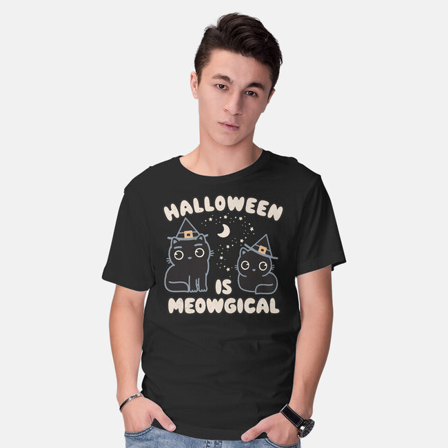 Halloween Is Meowgical-Mens-Basic-Tee-Weird & Punderful