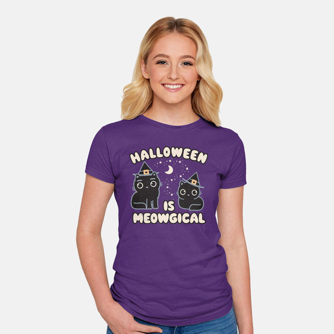 Halloween Is Meowgical-Womens-Fitted-Tee-Weird & Punderful