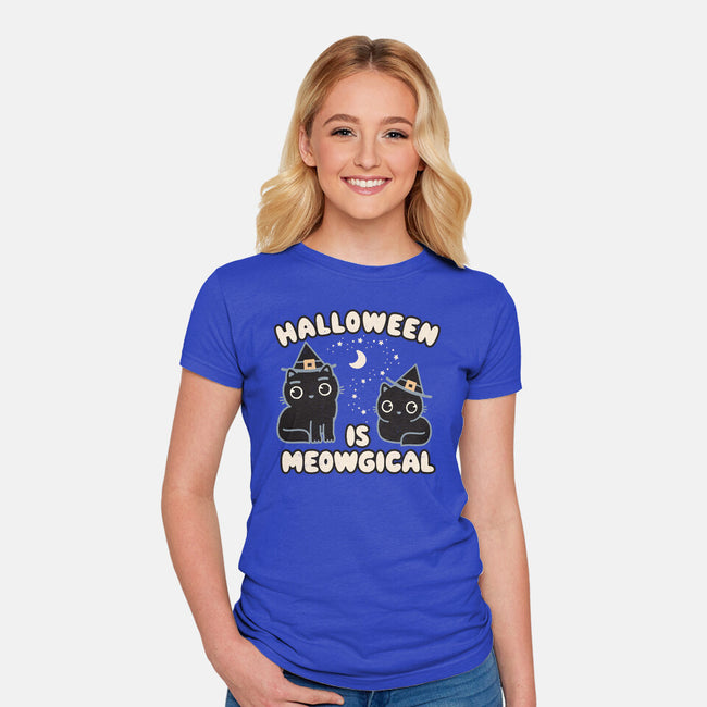 Halloween Is Meowgical-Womens-Fitted-Tee-Weird & Punderful