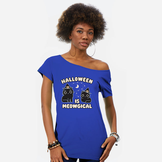 Halloween Is Meowgical-Womens-Off Shoulder-Tee-Weird & Punderful