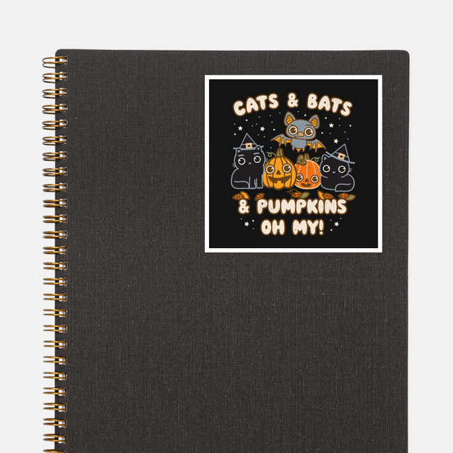 Cats Bats Pumpkins Oh My-None-Glossy-Sticker-Weird & Punderful