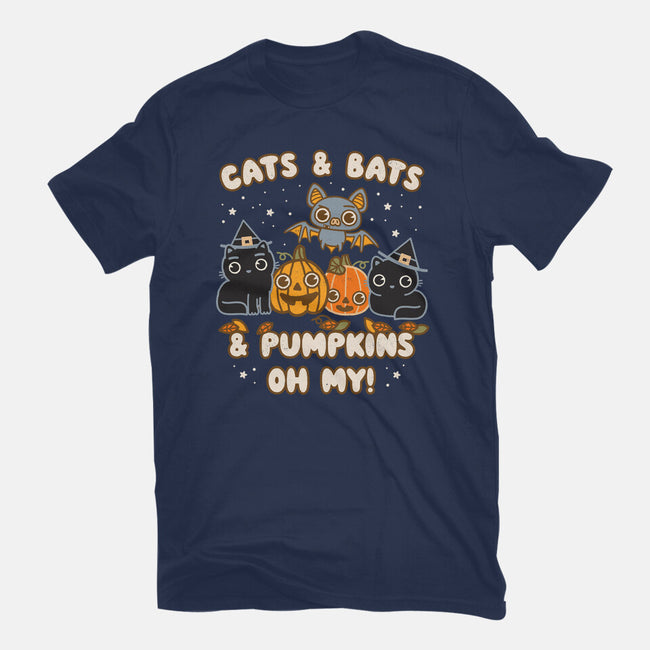 Cats Bats Pumpkins Oh My-Mens-Basic-Tee-Weird & Punderful