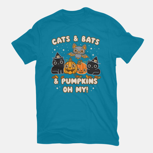 Cats Bats Pumpkins Oh My-Mens-Basic-Tee-Weird & Punderful