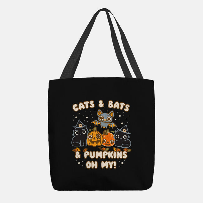 Cats Bats Pumpkins Oh My-None-Basic Tote-Bag-Weird & Punderful