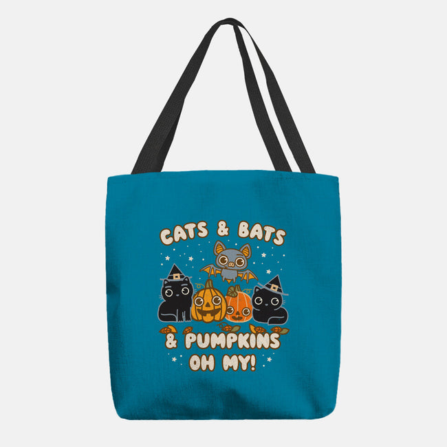 Cats Bats Pumpkins Oh My-None-Basic Tote-Bag-Weird & Punderful