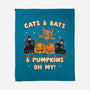 Cats Bats Pumpkins Oh My-None-Fleece-Blanket-Weird & Punderful