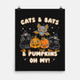 Cats Bats Pumpkins Oh My-None-Matte-Poster-Weird & Punderful