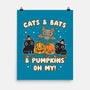 Cats Bats Pumpkins Oh My-None-Matte-Poster-Weird & Punderful