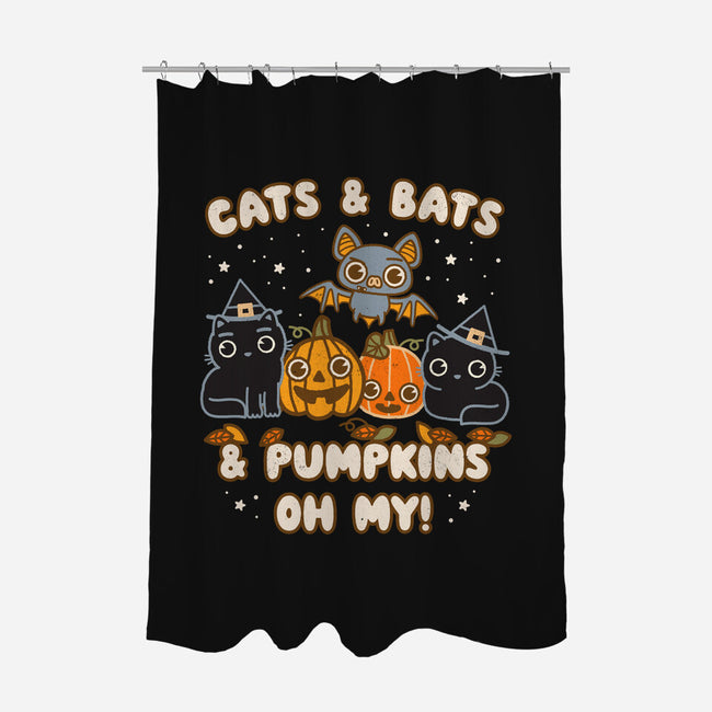 Cats Bats Pumpkins Oh My-None-Polyester-Shower Curtain-Weird & Punderful