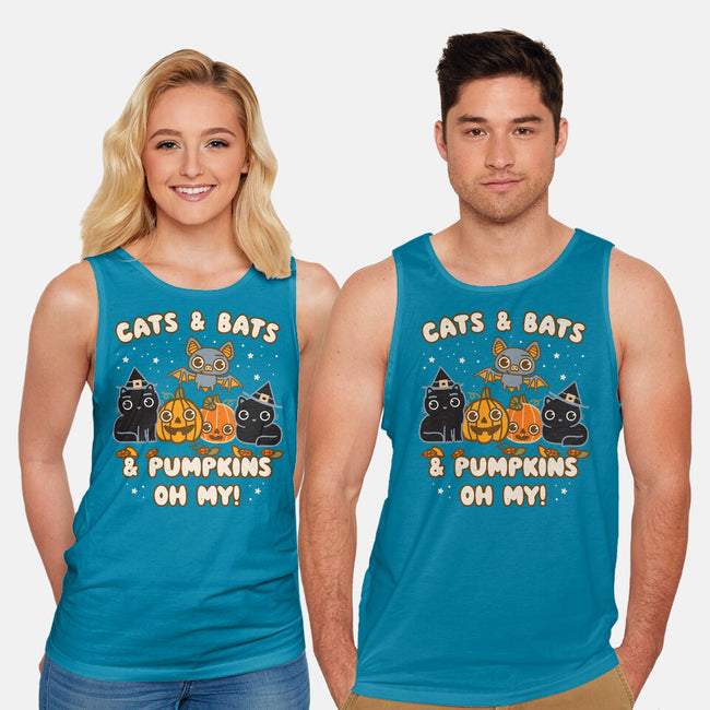 Cats Bats Pumpkins Oh My-Unisex-Basic-Tank-Weird & Punderful