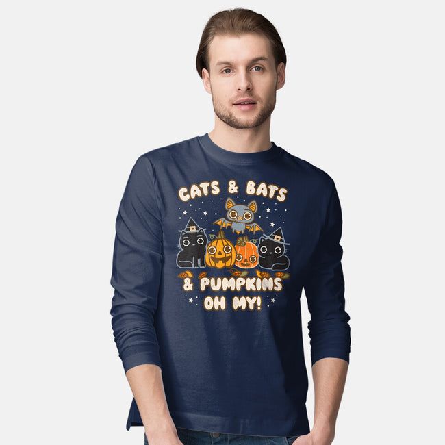 Cats Bats Pumpkins Oh My-Mens-Long Sleeved-Tee-Weird & Punderful