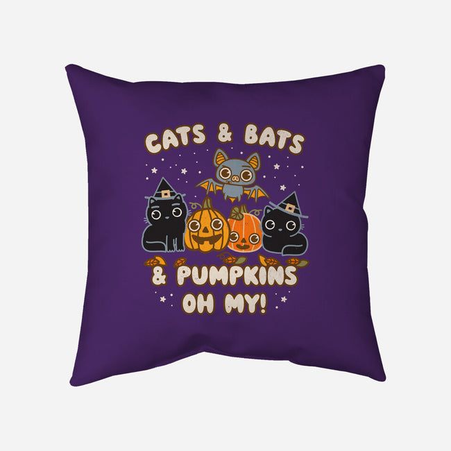 Cats Bats Pumpkins Oh My-None-Removable Cover w Insert-Throw Pillow-Weird & Punderful