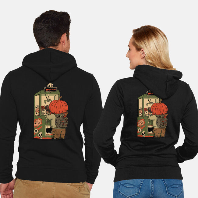 Monster Claw Machine Champ-Unisex-Zip-Up-Sweatshirt-pigboom