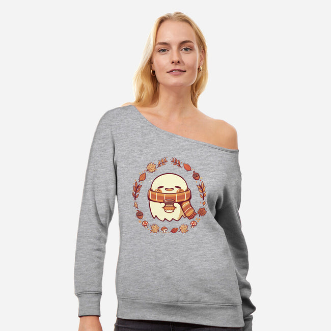 Ghostly Fall Vibes-Womens-Off Shoulder-Sweatshirt-TechraNova