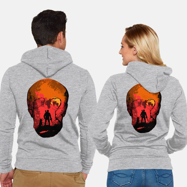 Evil Dead Fight-Unisex-Zip-Up-Sweatshirt-heydale