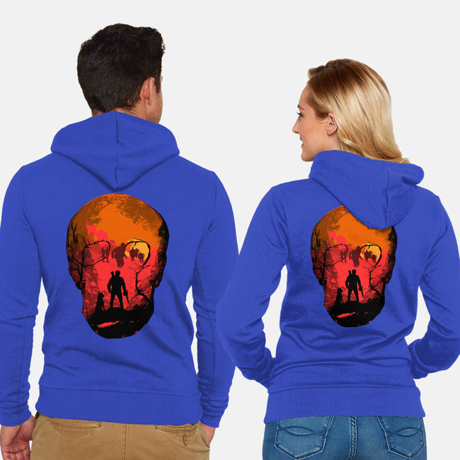 Evil Dead Fight-Unisex-Zip-Up-Sweatshirt-heydale