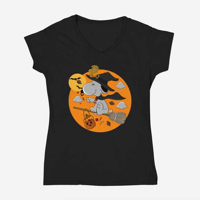 Peanuts Witch-Womens-V-Neck-Tee-Tri haryadi