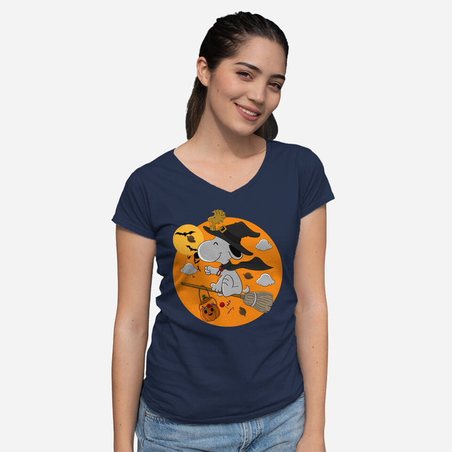 Peanuts Witch-Womens-V-Neck-Tee-Tri haryadi