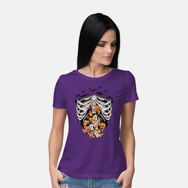 Candy Skeleton-Womens-Basic-Tee-LM2KONE