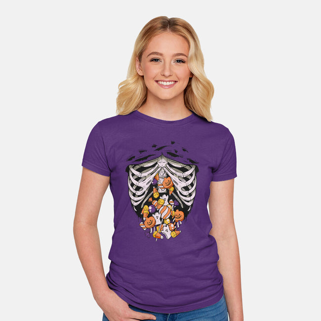 Candy Skeleton-Womens-Fitted-Tee-LM2KONE