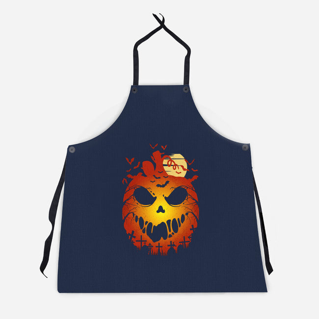 Halloween Scary Pumpkin-Unisex-Kitchen-Apron-LM2KONE