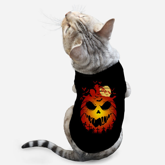 Halloween Scary Pumpkin-Cat-Basic-Pet Tank-LM2KONE