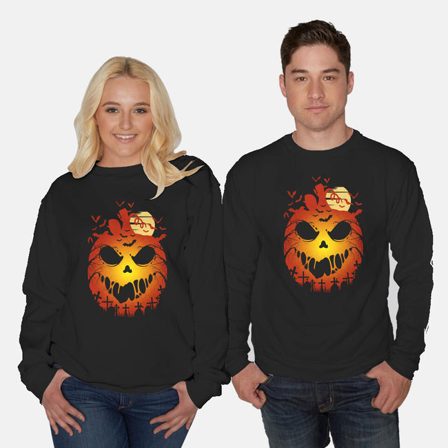 Halloween Scary Pumpkin-Unisex-Crew Neck-Sweatshirt-LM2KONE