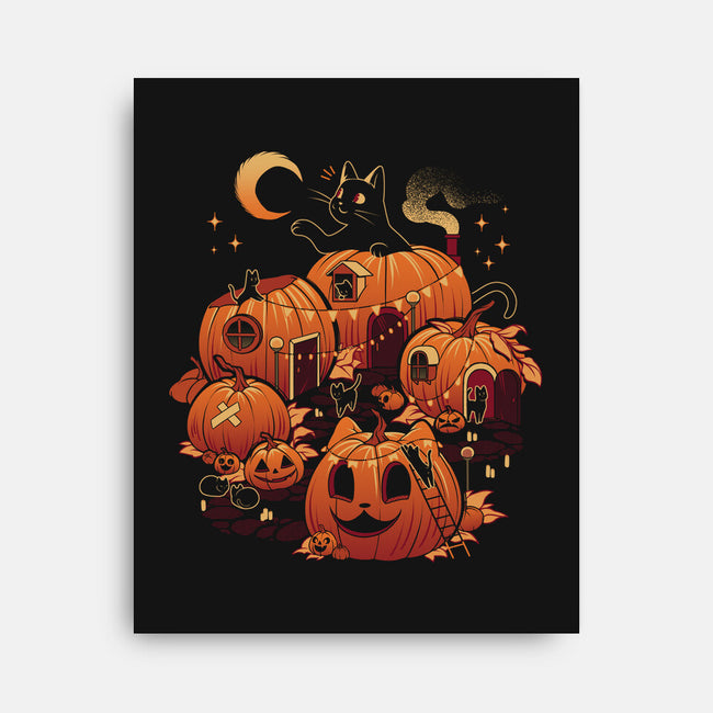 Pumpkin House Halloween-None-Stretched-Canvas-tobefonseca