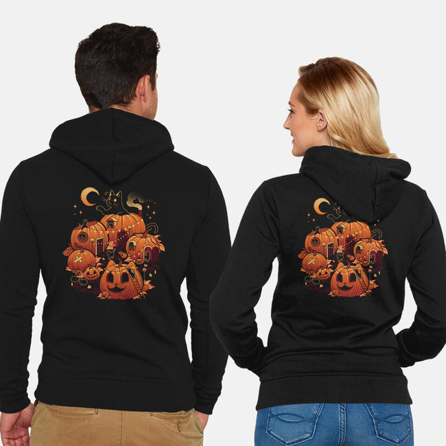 Pumpkin House Halloween-Unisex-Zip-Up-Sweatshirt-tobefonseca