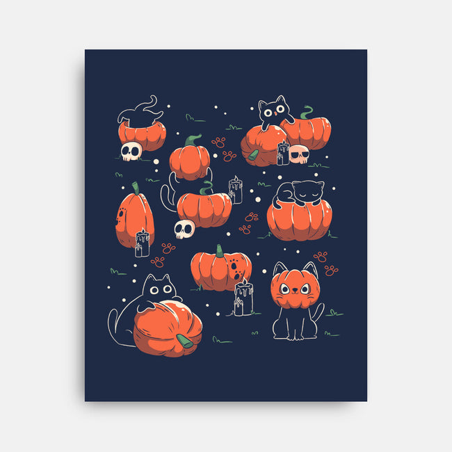 Pumpkin Halloween Cats-None-Stretched-Canvas-tobefonseca