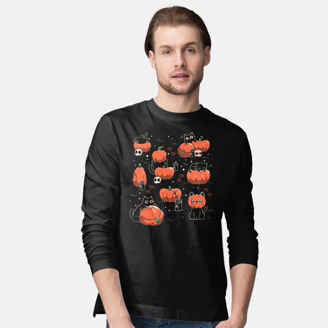 Pumpkin Halloween Cats-Mens-Long Sleeved-Tee-tobefonseca