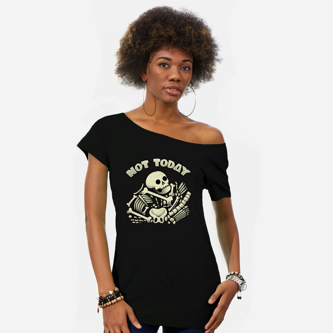 Not Today Skeleton-Womens-Off Shoulder-Tee-tobefonseca