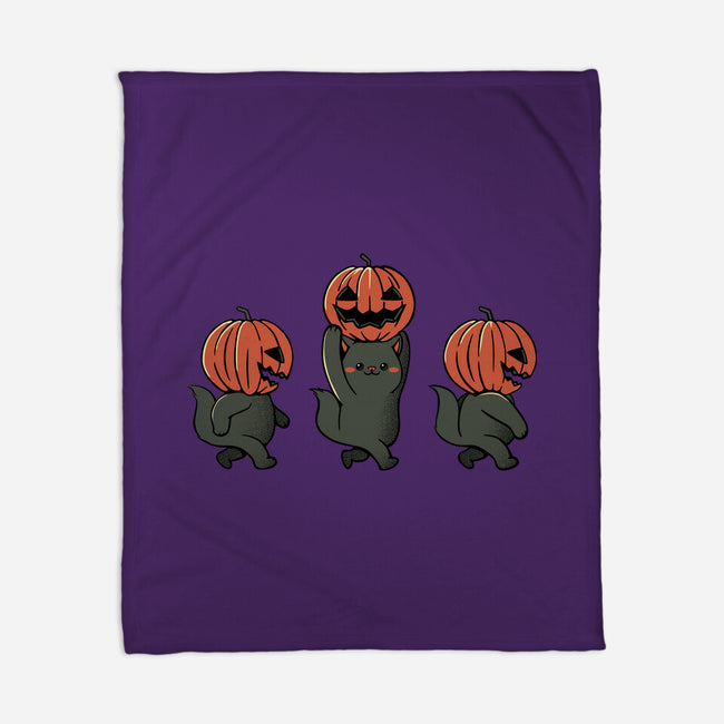 Halloween Pumpkin Kittens-None-Fleece-Blanket-tobefonseca