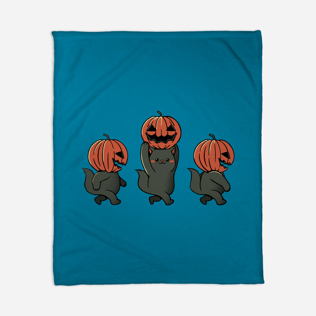 Halloween Pumpkin Kittens-None-Fleece-Blanket-tobefonseca