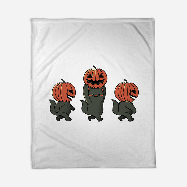 Halloween Pumpkin Kittens-None-Fleece-Blanket-tobefonseca