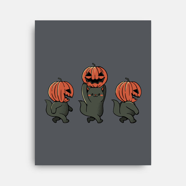 Halloween Pumpkin Kittens-None-Stretched-Canvas-tobefonseca