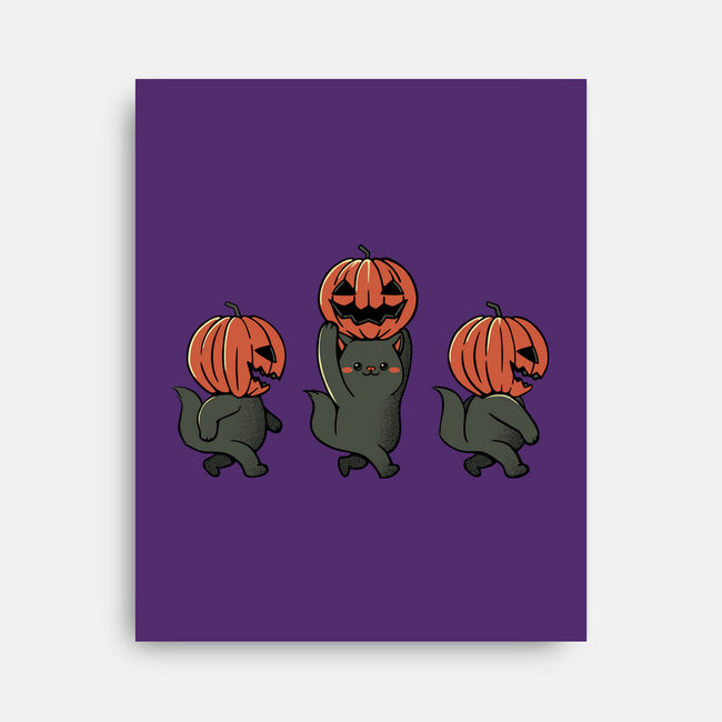 Halloween Pumpkin Kittens-None-Stretched-Canvas-tobefonseca