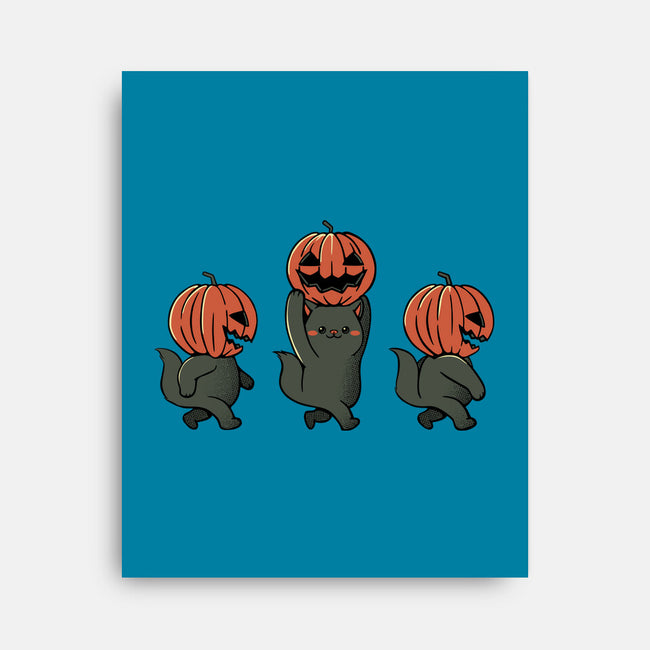 Halloween Pumpkin Kittens-None-Stretched-Canvas-tobefonseca