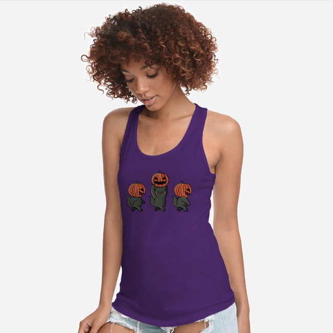 Halloween Pumpkin Kittens-Womens-Racerback-Tank-tobefonseca