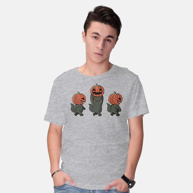 Halloween Pumpkin Kittens-Mens-Basic-Tee-tobefonseca