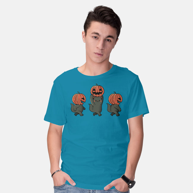 Halloween Pumpkin Kittens-Mens-Basic-Tee-tobefonseca