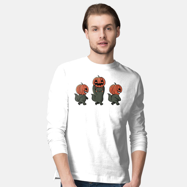 Halloween Pumpkin Kittens-Mens-Long Sleeved-Tee-tobefonseca