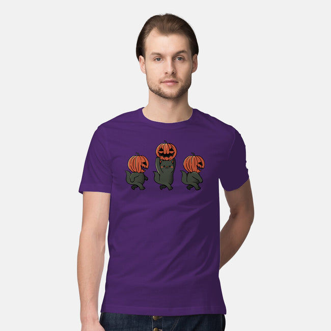 Halloween Pumpkin Kittens-Mens-Premium-Tee-tobefonseca