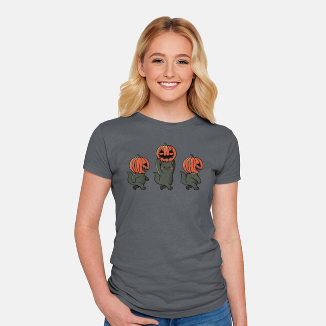 Halloween Pumpkin Kittens-Womens-Fitted-Tee-tobefonseca